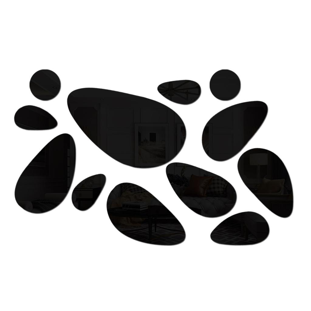 Adesivo de espelho em forma de seixo para fundo de parede de casa, sala de estar, quarto, adesivos