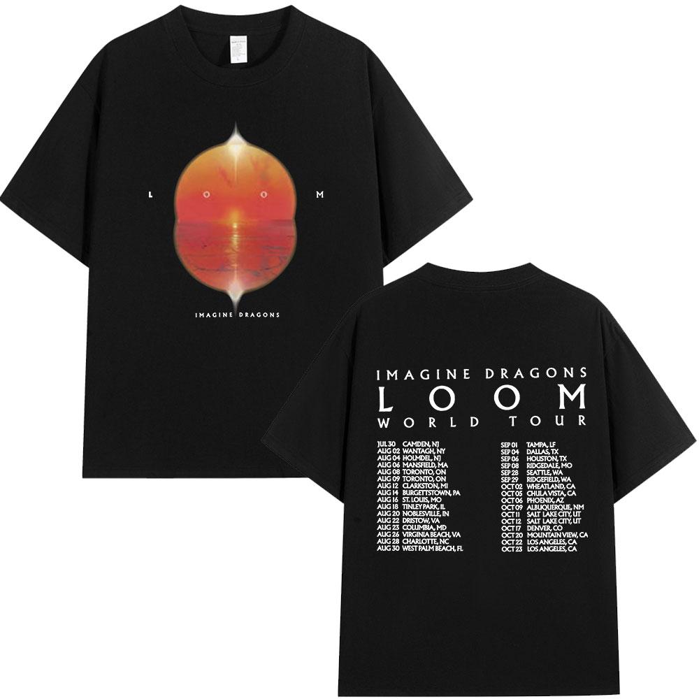 Summer Adult Imagine Dragons Loom World Tour Rock Band Tshirt Cartoon Dragon High Quality 100 Cotton Mens Women Shortsleeved