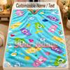 Flannel BlanketCare Bears Custom Name Text Personalized Soft Warm Throw Blanket Home Decor Gift