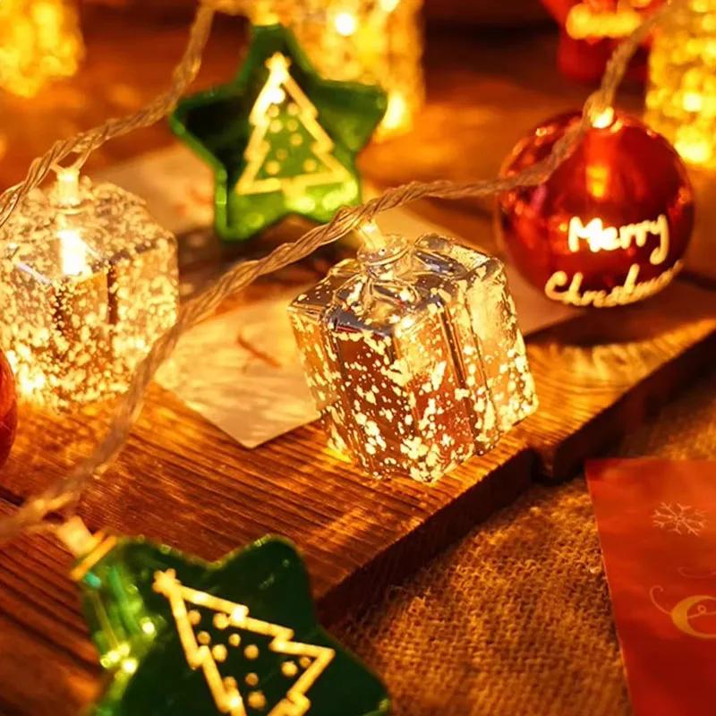 Christmas Light String Santa Cluas Candy Cane Snowman Lamp Xmas Tree Light Strings Hanging Ornaments Merry Christmas Decor 2025