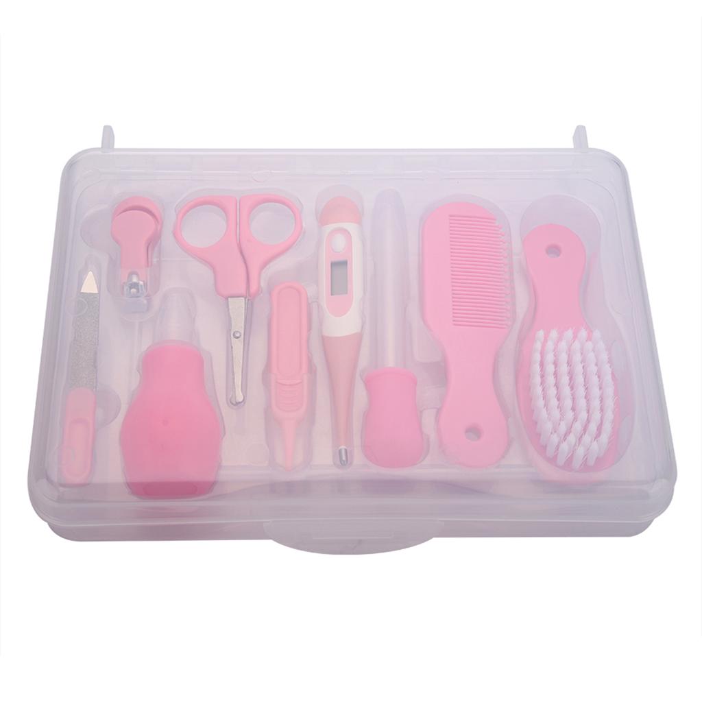 9 Stück Praktisches Tägliches Baby Nagelknipser Schere Haarbürste Kamm Maniküre Pflege Set Rosa