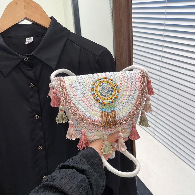 Ethnic Style Tassel Small Bag Women 2025 New Fashion Woven Bucket Bag Spring and Summer High-Grade Shoulder Messenger Bag