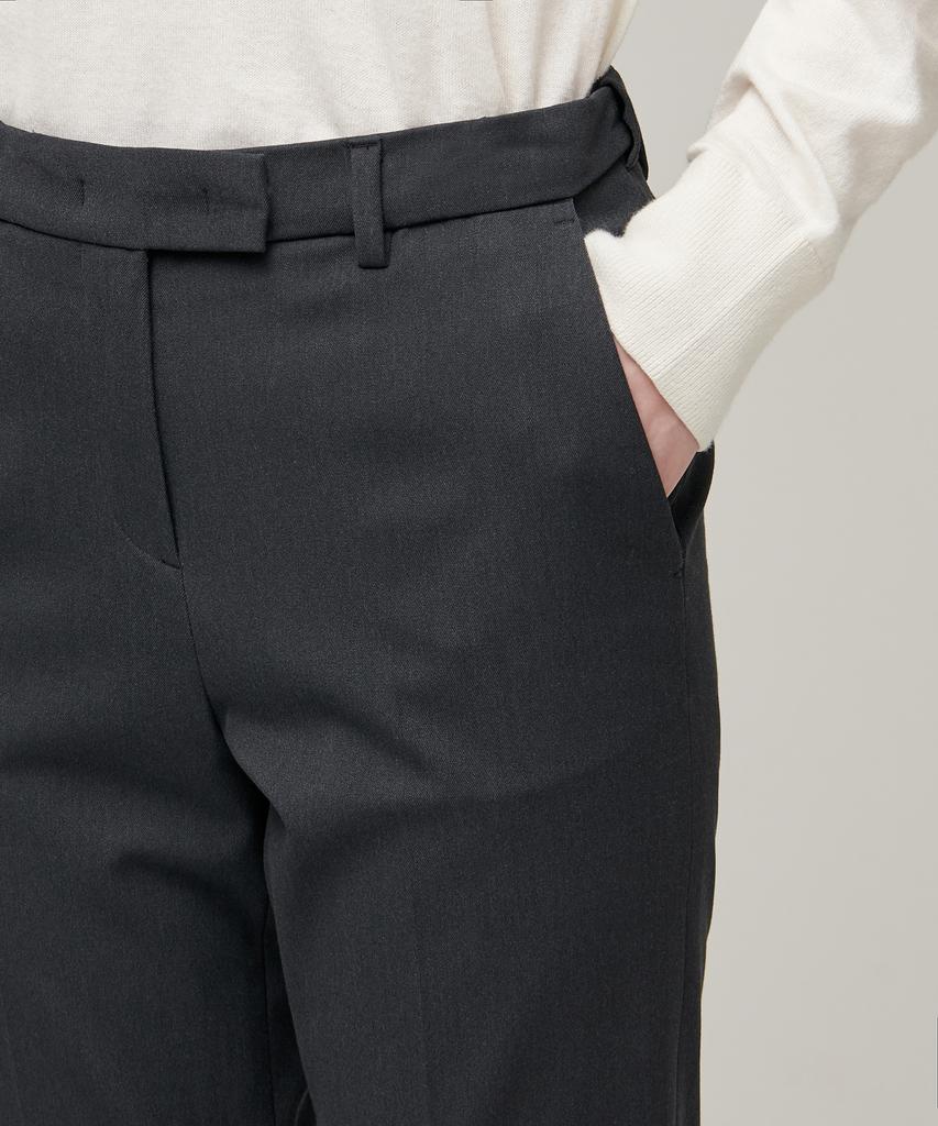 MUSINSA STANDARD WOMAN Women'S Heavyweight Fleece-Lined Slim Straight Hidden Elastic Waist Slacks [Gray]