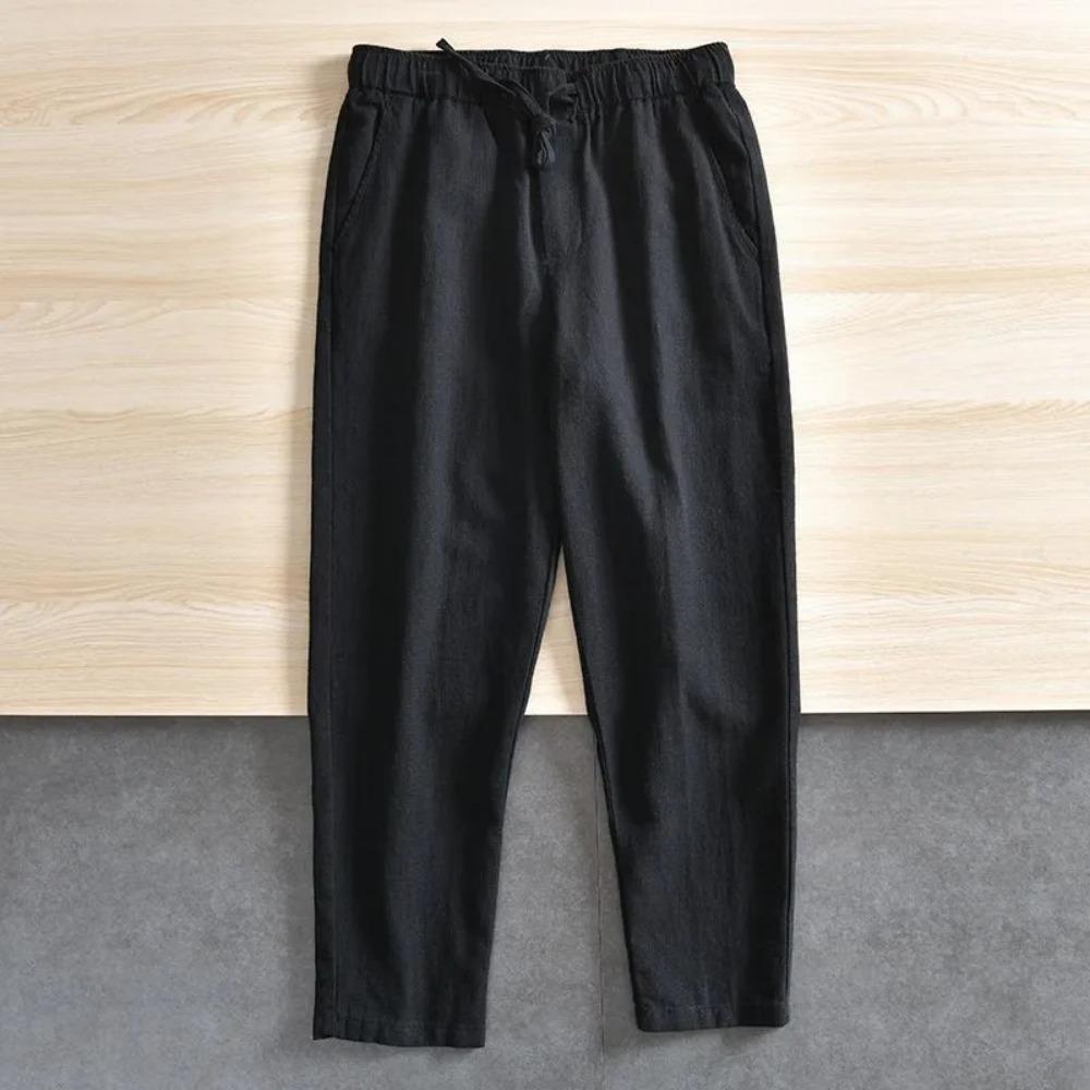 Herren Freizeithose Baggy Streetwear Herren Jogger Baumwolle Leinen Sporthose Lange Gerade Hose für Herren