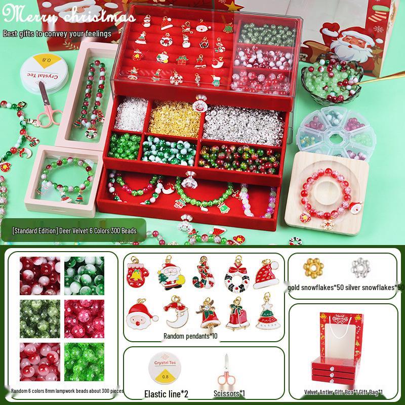 

Рождественские бусины лэмпворк ручной работы Набор для изготовления украшений своими руками для девочек - Браслет и аксессуары Подарочная коробка