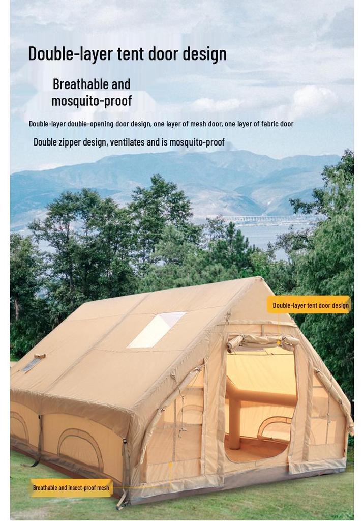 Spacious All-Season Anti-Freeze Moisture-Proof Inflatable Tent for Home & Camping - Portable, No-Assembly, Rainproof.