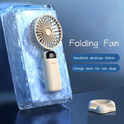 2024 New Usb Handheld Fan Digital Display Folding Aromatreatment Desktop Fan Mini Portable Outdoor Small Fan