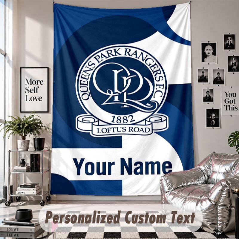 Wall Hanging Tapestry With Custom Name & Text, Queens Park Rangers FC Decorative Tapestry For Bedroom