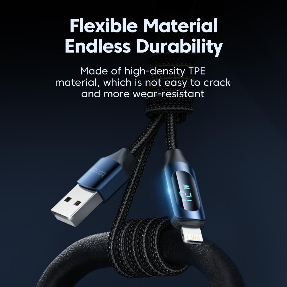 USB Cable To iP Cable for iPhone 14 13 Pro Max LED Digital Display 2.4A Fast Charging Apple Cable for iPad Air Data Cord