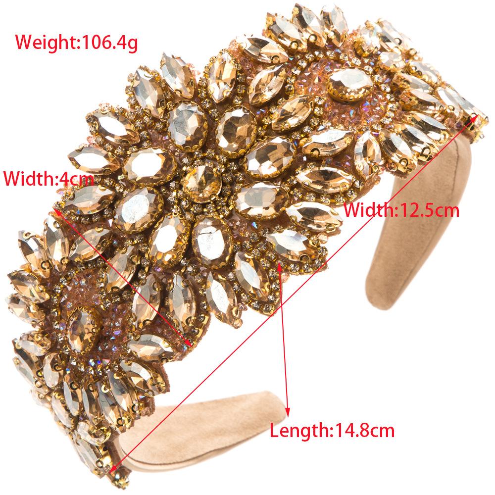 Baroque Full Diamond Flower Headbands Shiny Wide Edge Hair Accessories For Women's Party Hairband Hair Band Hoop Girl Headwear