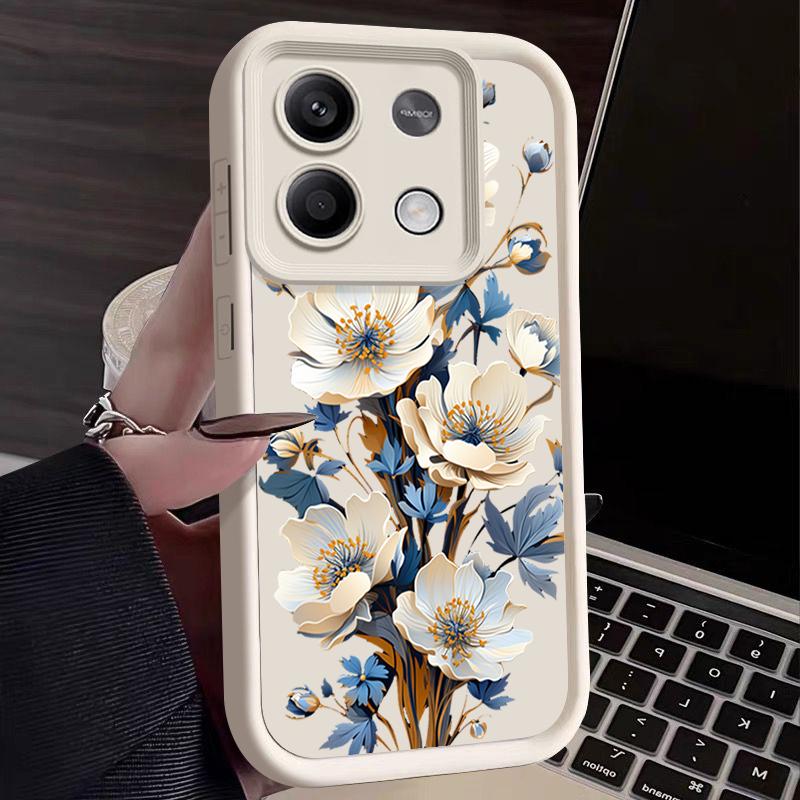 White Flower Pattern Case For Xiaomi Redmi Note 14 4G 13 Pro Plus Note 13 12 14 Pro 5G 11S 13C Soft TPU Silicone Phone Cover
