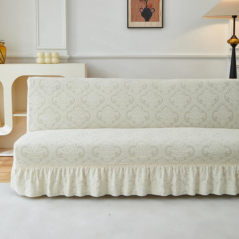 Armless Futon Cover Stretch Sofa Bed Slipcover Protector Elastic Feature Rich Textured High Spandex Small Checks Jacquard