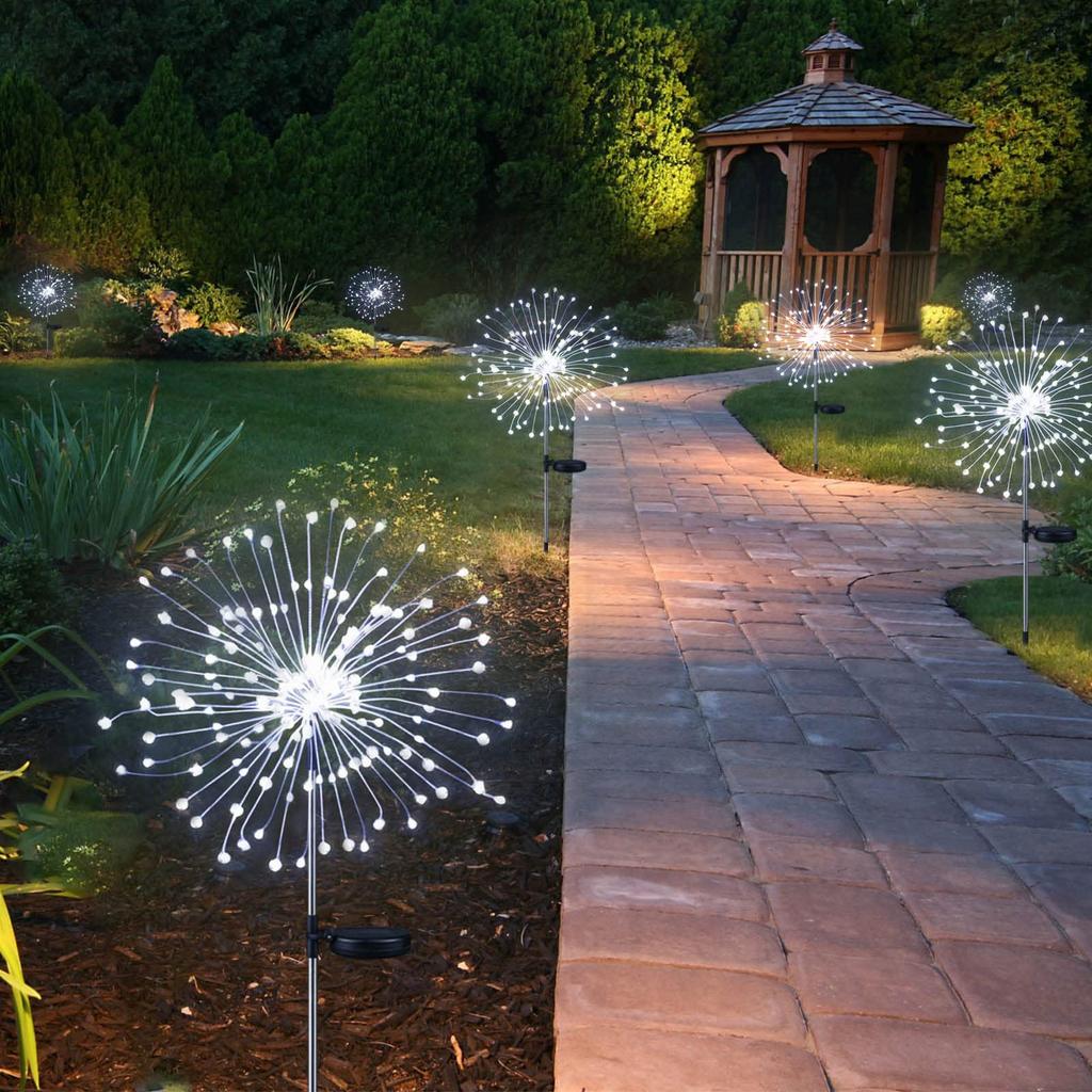 1PC LED Solar Powered Firework Light Outdoor Waterproof Garland Lamp Garden Fences Lawn Ornaments For Wedding Party Decoration