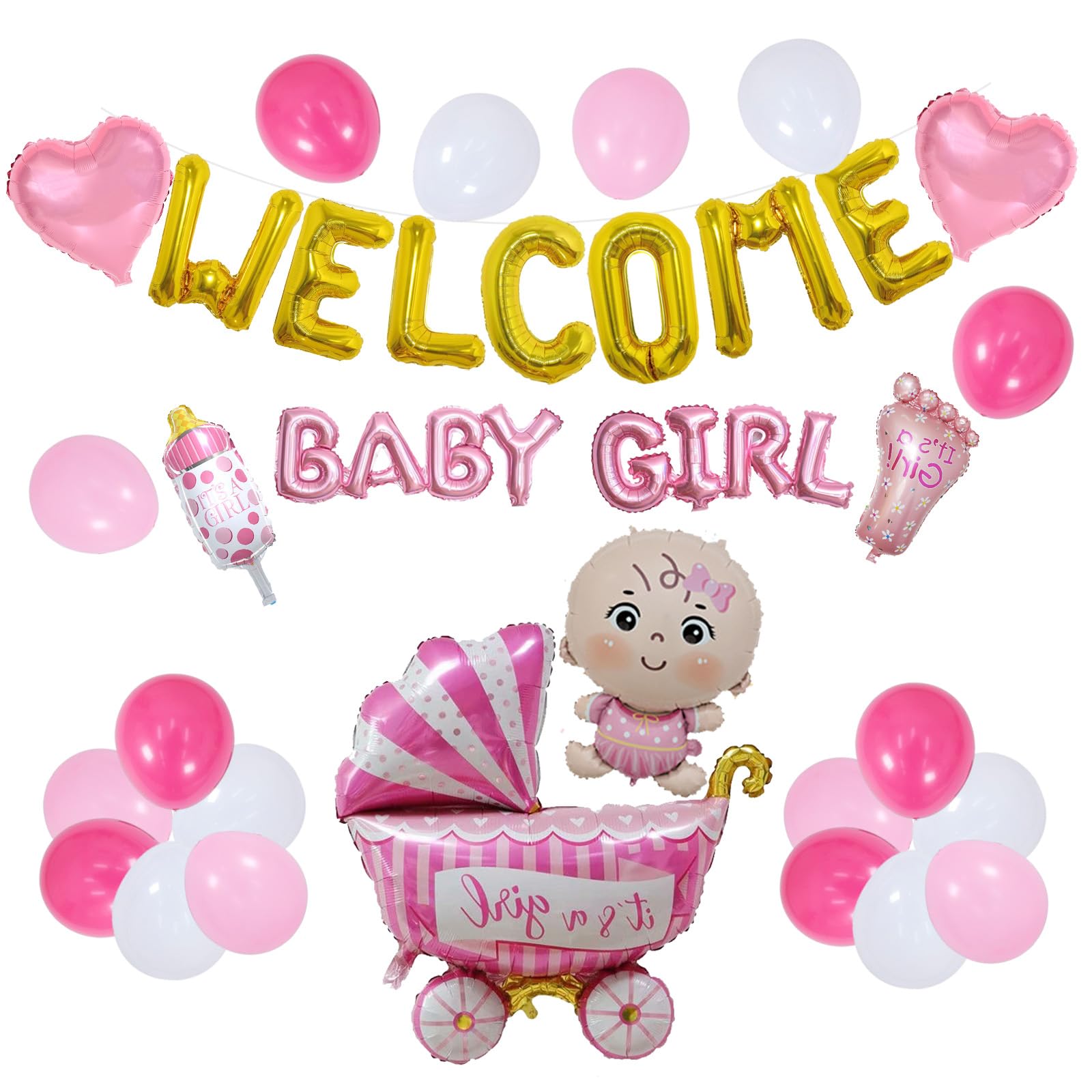 

Kira Lemon Welcome Baby Balloon Decoration Set Girl Birth Celebration Gender Reveal Discharge Photo Shoot