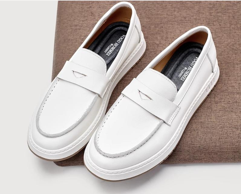 Men'S Loafers White Men'S Dress Office Wedding Dress Shoes Lace Up Round Toe Black Shiny Leather Shoes Men'S Casual Shoes