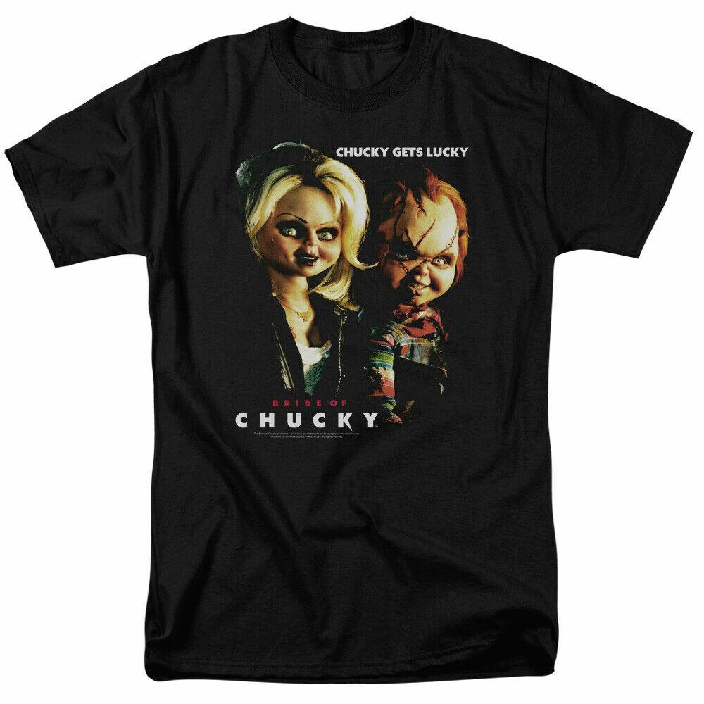 26 Child s Play Bride of Chucky Chucky Gets Lucky T Shirt Licensed Movie Tee Black Unisex T-Shirt XXL