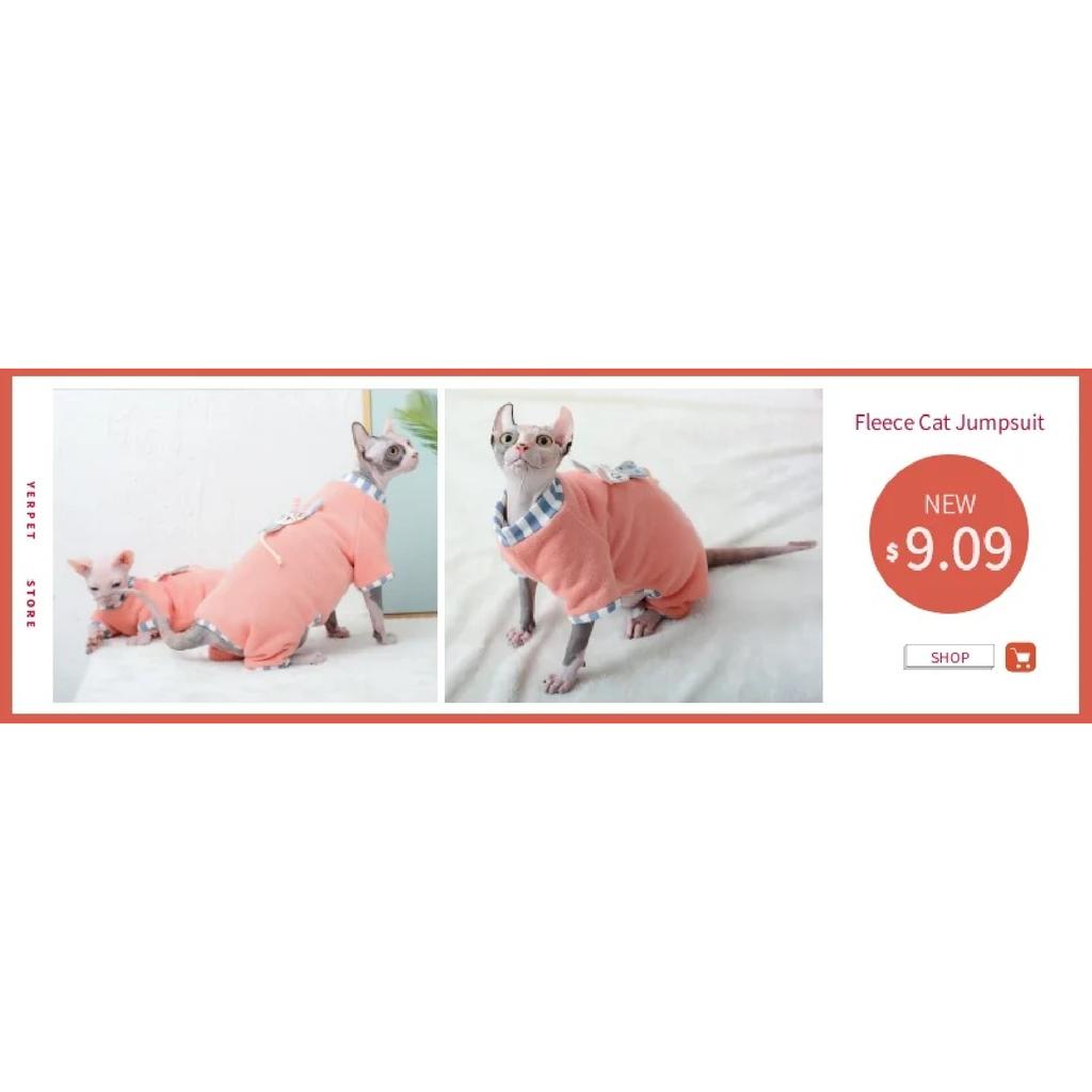 Sphynx Cat Clothes Winter Warm Pet Cat Hoodies Cute Floral Soft Flannel Kitten Cat Pajamas Costumes For Sphinx Devon Rex Cats
