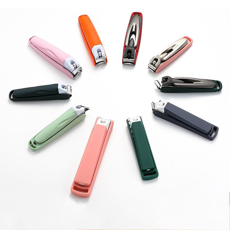 Slanted Nails Trimmer Ergonomic Stainless Steel Nail Clippers Precise Trimming Manicure Tool with Anti-splash for Colorful