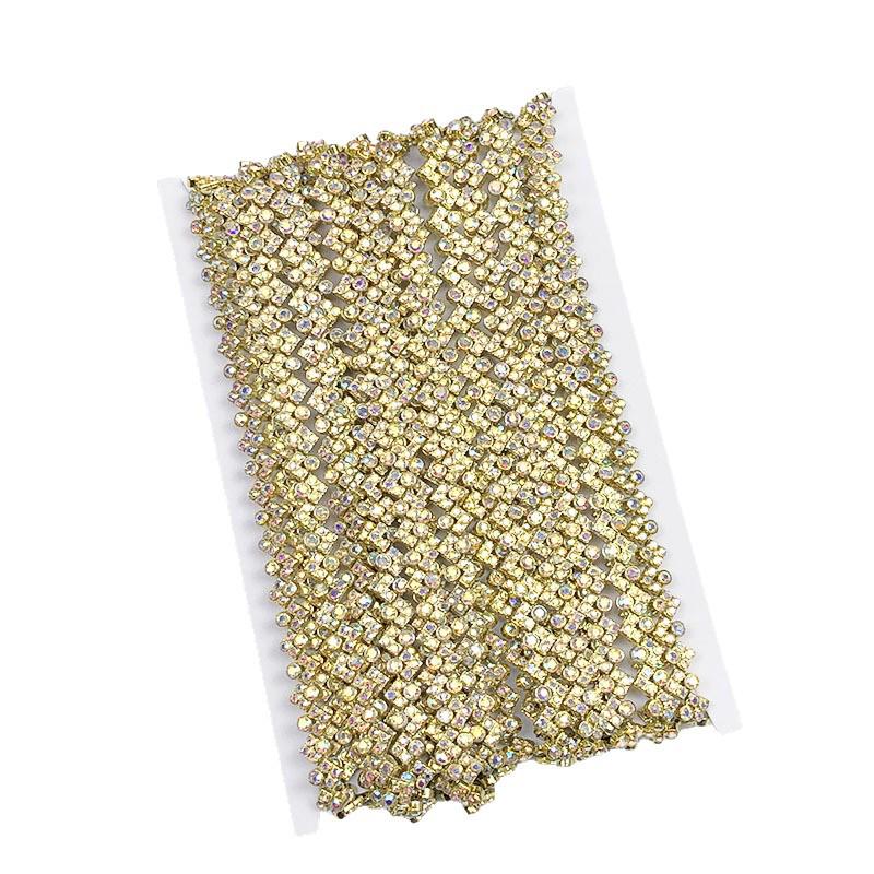 1.2cm Rhinestone Embroidered Chain Lace, Miao Ethnic Waist Decor, DIY Clothing Accessory - 9 Meters