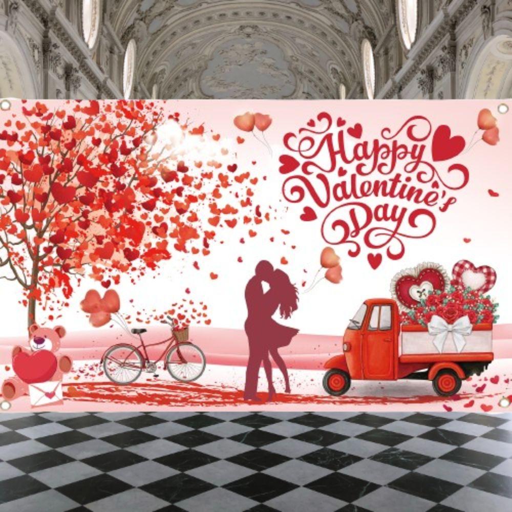 110cmx180cm Valentinstag Fotohintergrund Romantisches Happy Valentine's Day Banner Jubiläum
