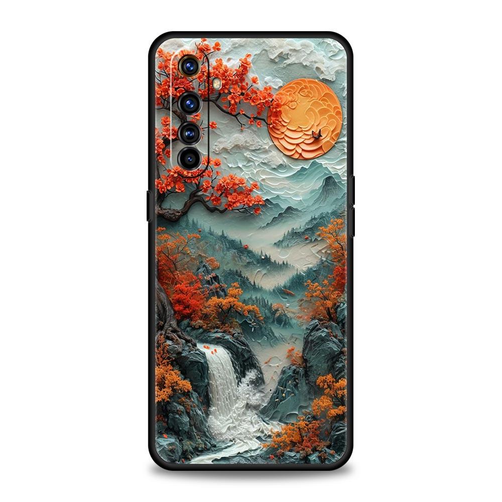 Landscape Painting Phone Case For Realme 12 11 10 6 7 9 Pro Plus 8 5G C35 8i 9i GT2 GT3 GT5 GT Neo 2 3 5 Black Cover Soft Shell