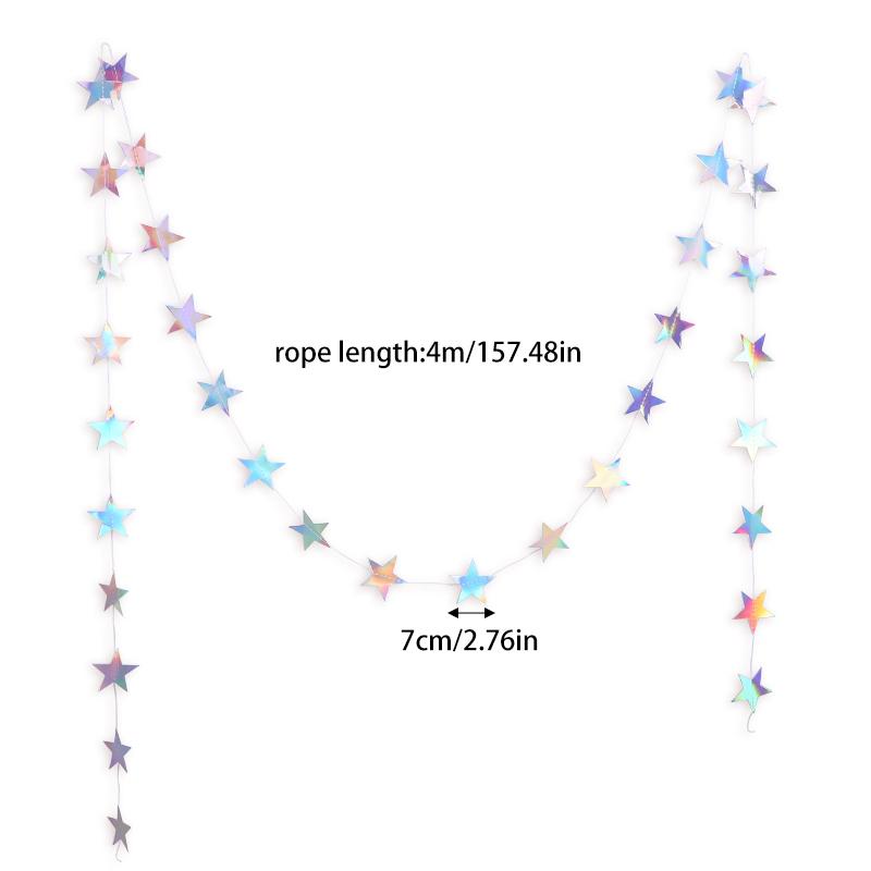 

Gradient Silver Paper Star Garland for Kids Birthday Party Decoration Wedding Christmas Wall Hanging Banner Girl Boy Baby Shower