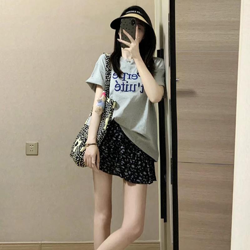 

Черная юбка с цветочным принтом женская новая летняя с маленькой высокой талией трапециевидная тонкая юбка S чёрный