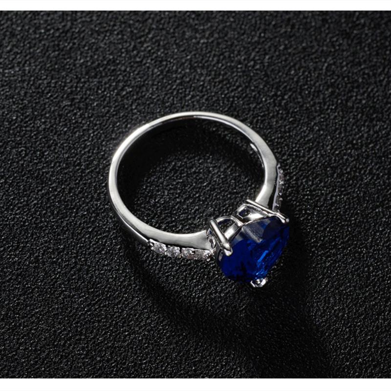 Buyee CopperFemale Fashion Ring Finger Blue Crystal Ring for Women Classic Fine Jewelry Gift