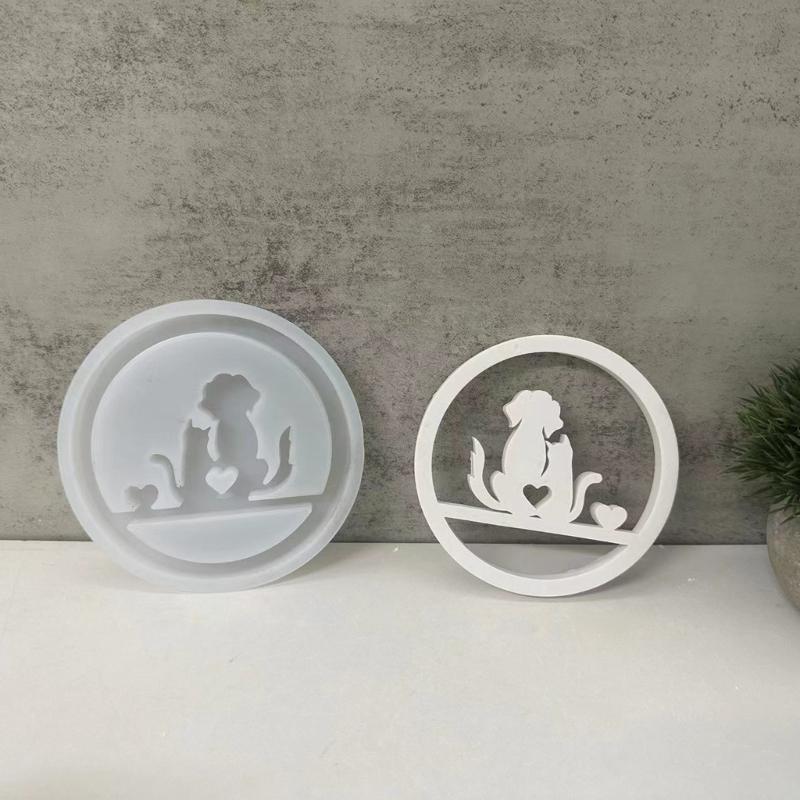 Silikonformen Ringe Katzen Hund Kerzenständerformen Einsatz Kerzenhalterformen Ornament Gipsformen für Tischdekorationen