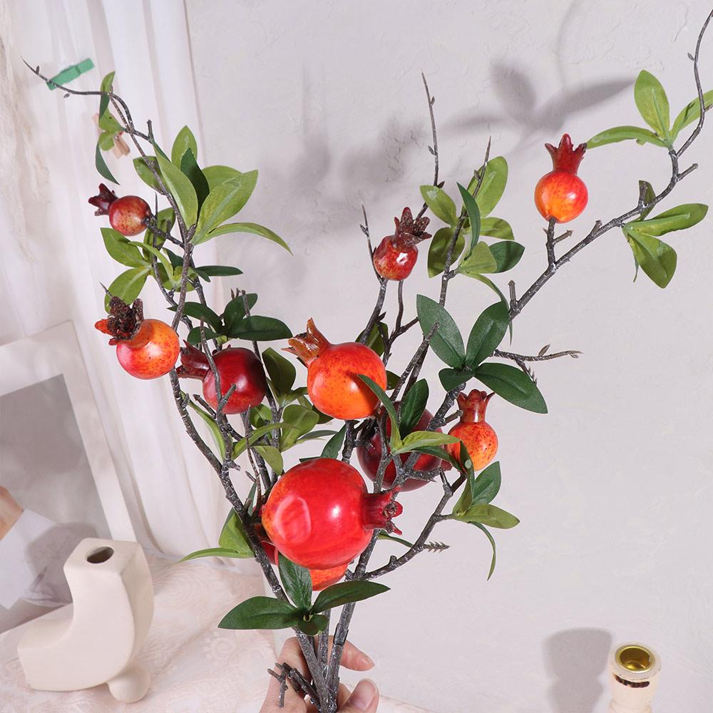 Realistic Artificial Pomegranate Branches Plastic Fake Plants Home Living Room Decor