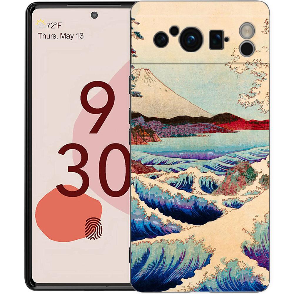 Golden Great Wave Kanagawa Surf Phone Case For Google Pixel 8 A 7 6 Pro Soft Shell For Pixel 6A Silicone Shockproof Black Cover