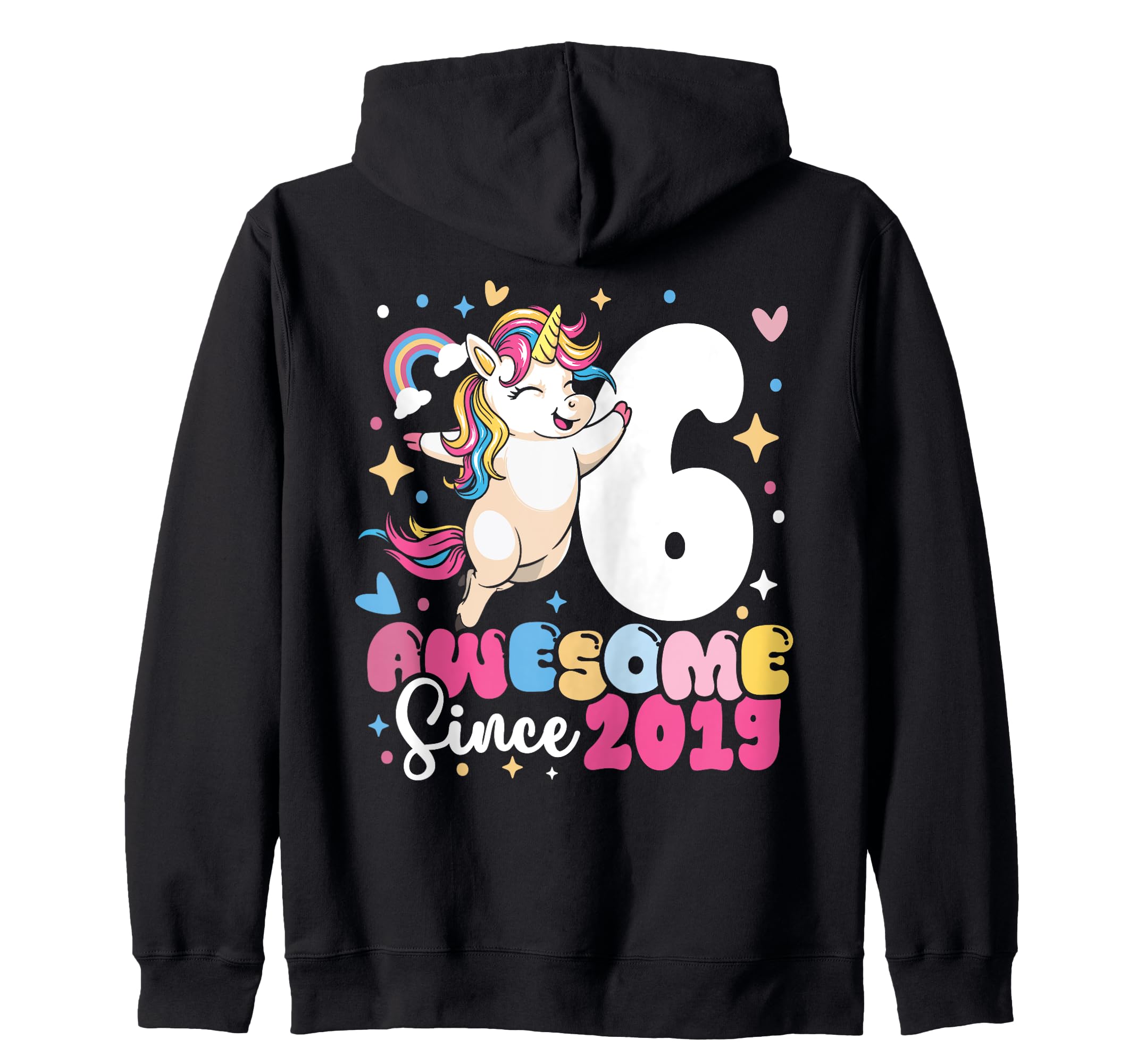 6th Birthday Unicorn Awesome Since 2019 6-Year-Old Kids Zip Hoodie