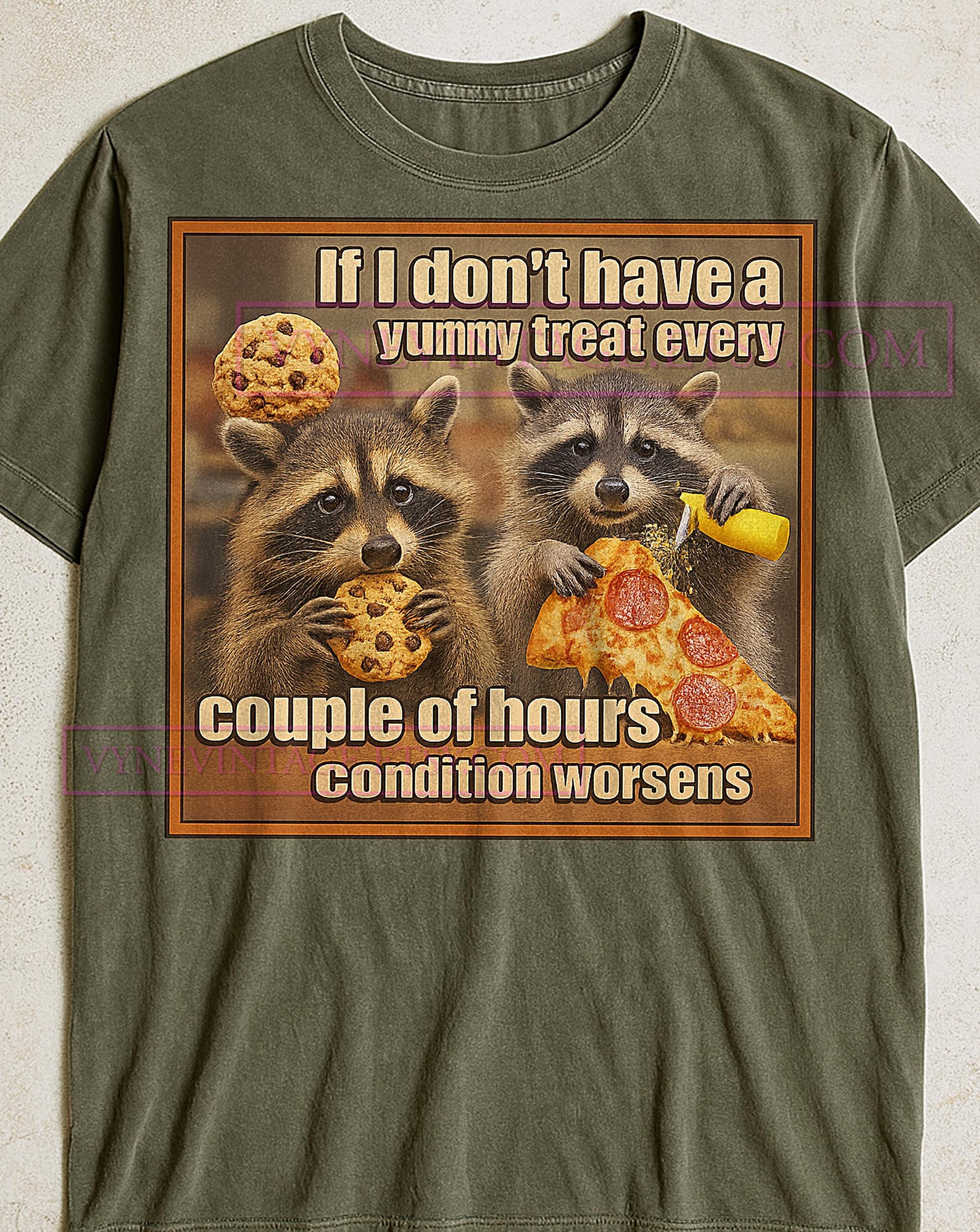 Yummy Treat Raccoon T-Shirt, Funny Quote Graphic Tee, Humorous Animal Lover Gift, Raccoon Lover Shirt, Sarcastic Foodie Tee S