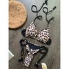 2026 Sexy leopardí vzor Plavky Dámská dvoudílná bikiny sada Tkaný popruh s lanem Třásně Plážové dámské dvoudílné plavky