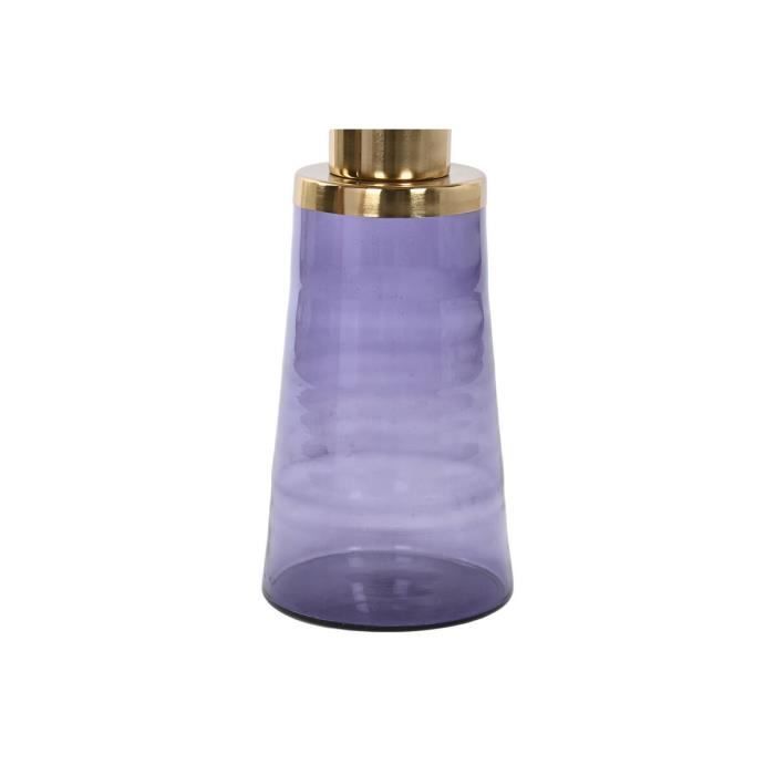 Table D'appoint - Verre Bleu - Fer Doré - 37 X 37 X 50 Cm - Design Contemporain