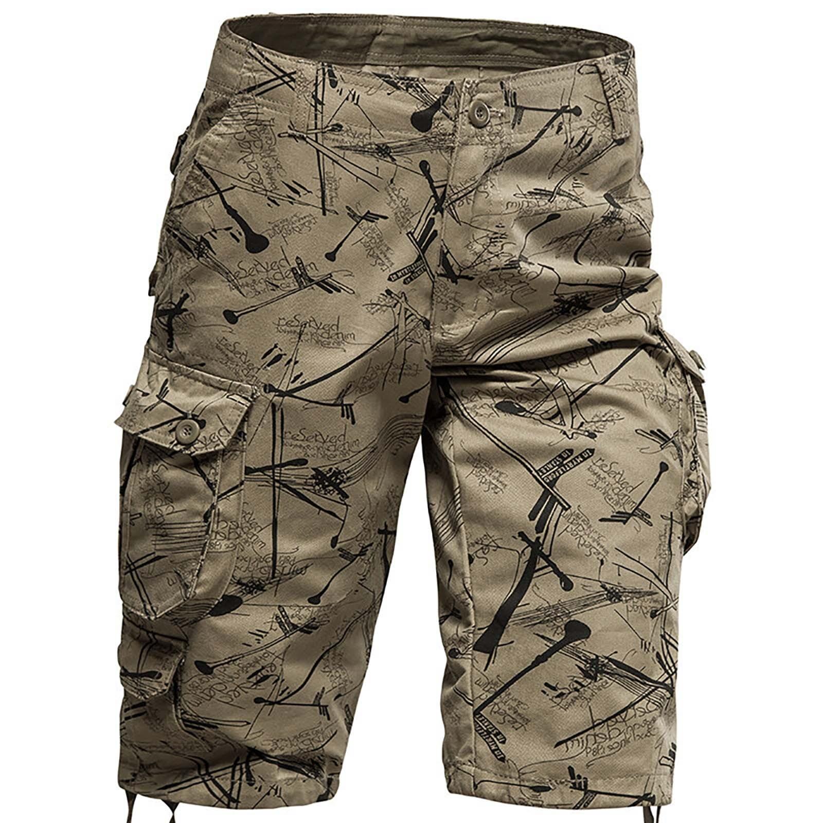 Men s Loose Casual Buckle Shorts Outdoor Multi-Pocket Shorts 31