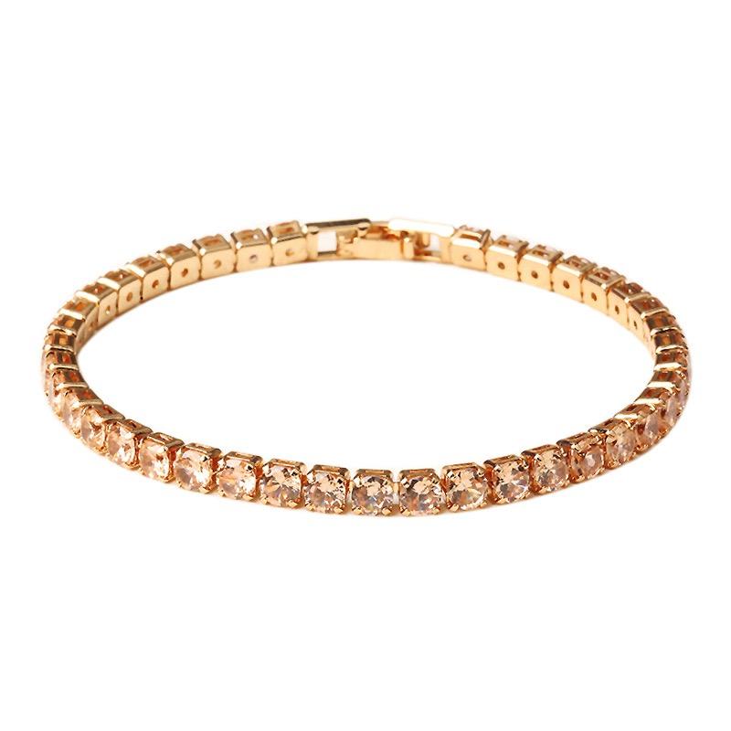 2022 New Fashion Free Shipping Copper Alloy Gold Plated 4MM Cubic Zirconia CZ Diamond Charm Tennis Bracelet for Women