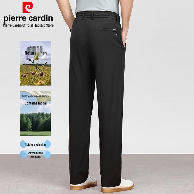 Pierre Cardin Men's Linen Modal Blend Straight-Leg Casual Pants