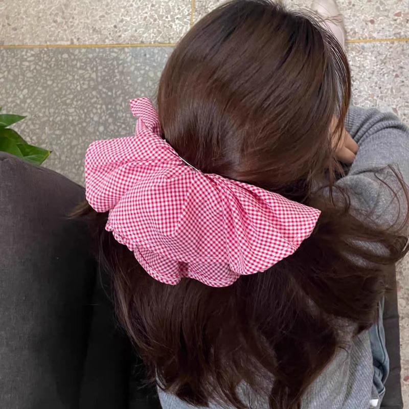 

Good Quality Large Black Red Plaid Hair Clip for Girls Women s Spring Hairpin Romantic Design Hair Accessory