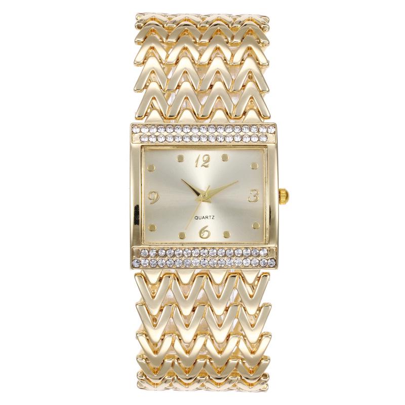 Women's Fashion Square Dial Quartz Bracelet Watch with Diamonds