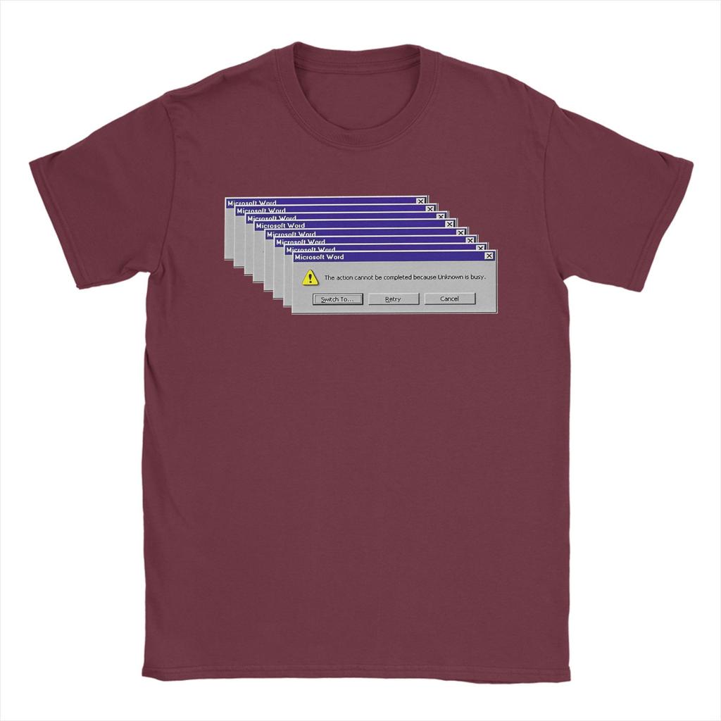 Hipster Windows 98 Foutmelding T-shirts voor Mannen Ronde Hals 100% Katoen T-shirts Korte Mouw Zomer Tops