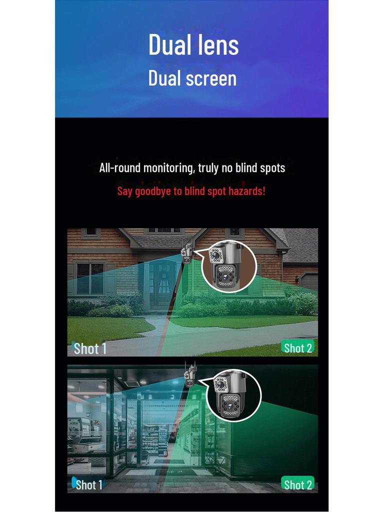 V380 Dual Screen Outdoor Waterproof 6MP Wireless WiFi 4G Surveillance Camera