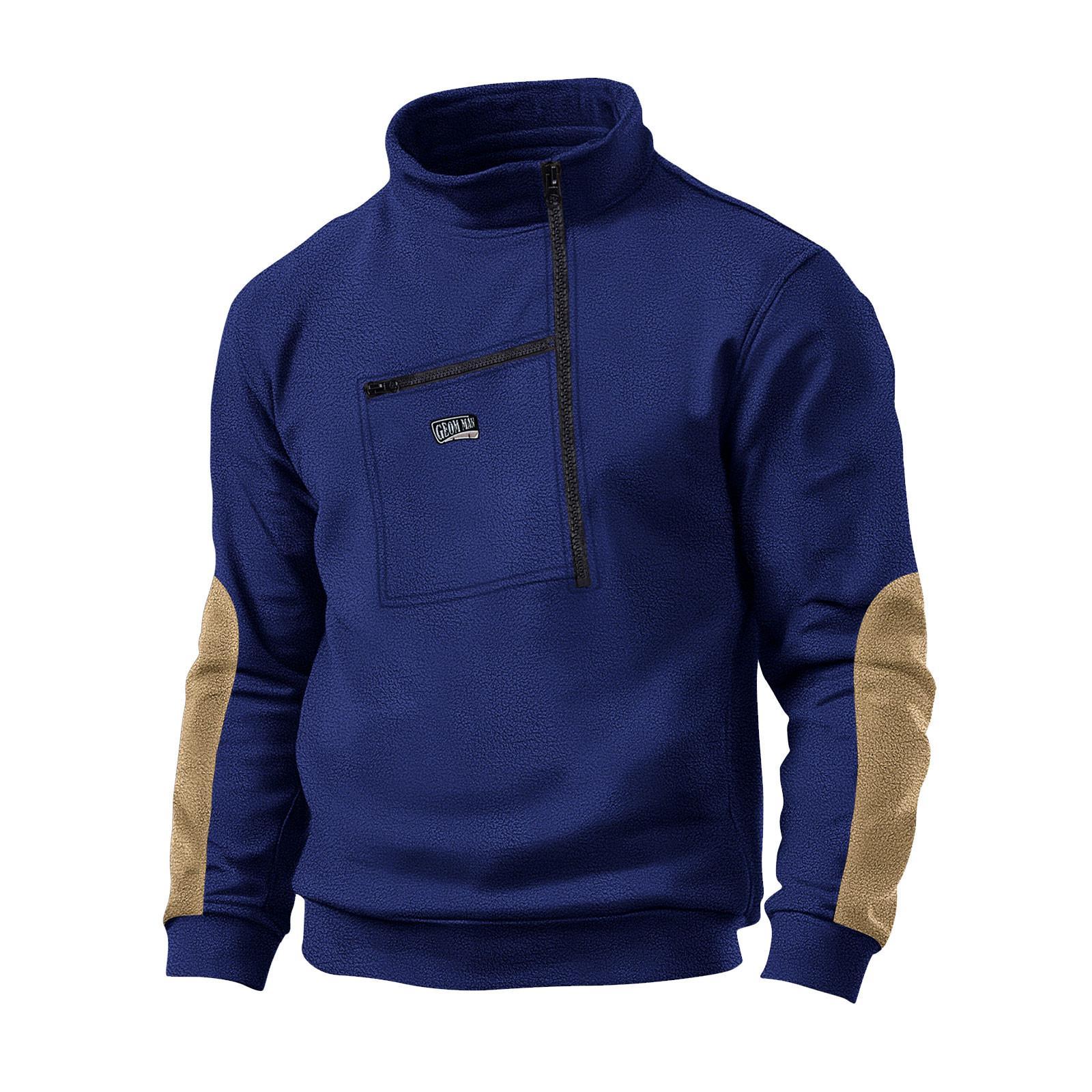 Мужская толстовка, свободная однотонная уличная теплая дышащая футболка, топ S тёмно-синий