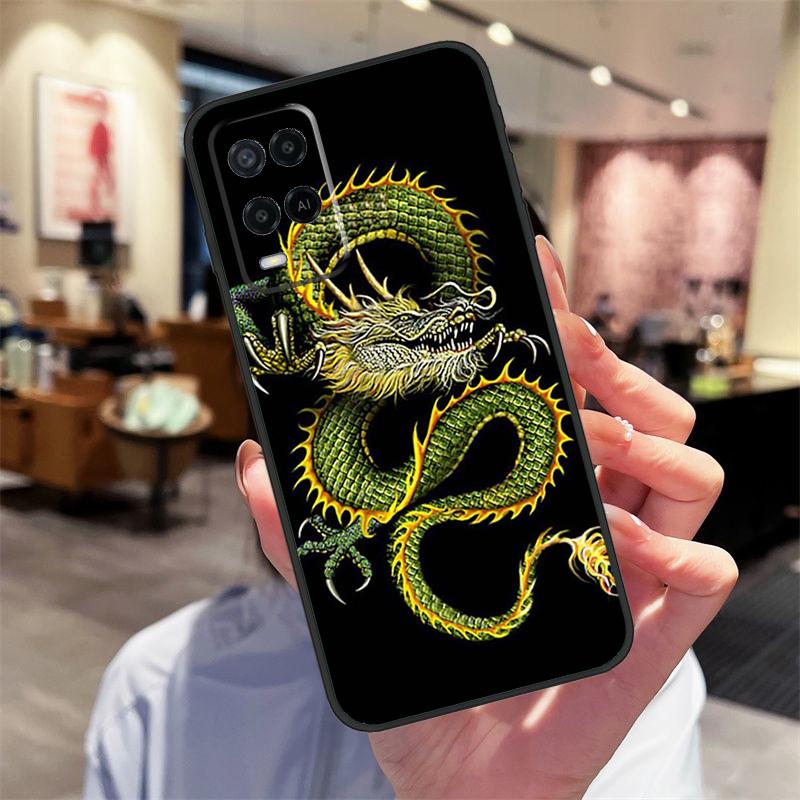 Chinese Dragon Case For Oppo A94 A74 A54 A18 A38 A58 A78 A98 A40 A60 A80 A16 A76 A96 A15 A17 A77 A57S Cover