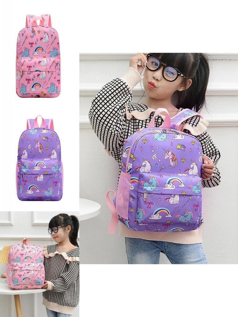 Cute Nylon Unicorn School Backpack For Girls Fashionable Print And Durable