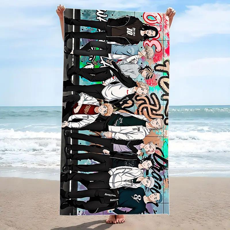 Tokyo Revengers Print Beach Towel, Large Soft Quick Dry Towel for Beach Camping Swimming