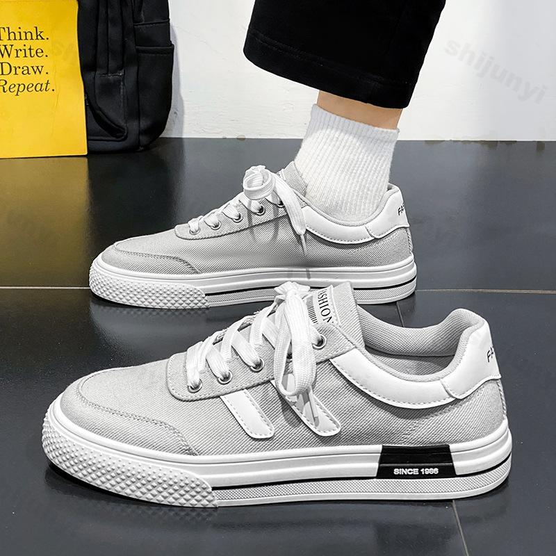 Fashion Men's Niche Design Low Top Casual Canvas Shoes 2025 Autumn New Style Fashion Trend Versatile Comfortable Non Slip Flat Sneakers