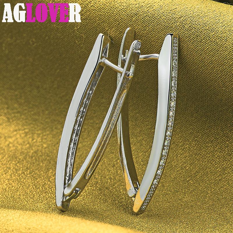 925 Sterling Silver AAA Zircon Charm V Earring Jewelry