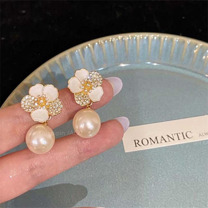 Temperamentní módní perlové květinové visací náušnice pro ženy a dívky, dárkové šperky, velkoobchod