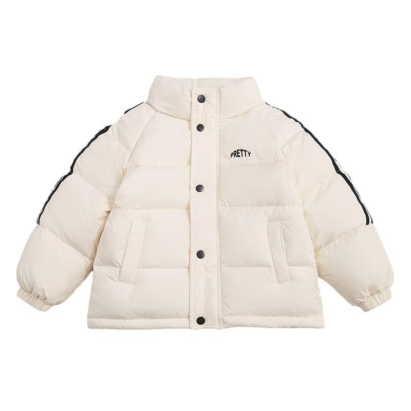 2025 Kids Thick Warm White Duck Down Stand Collar Short Puffer Jacket Boys Girls